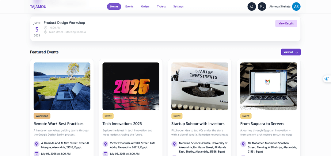 Tajamu | Event management system